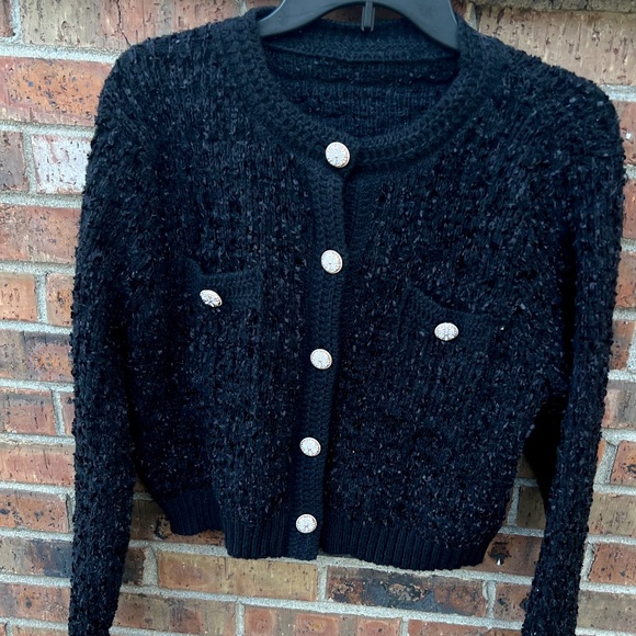 Sweaters - Black tweed cardigan